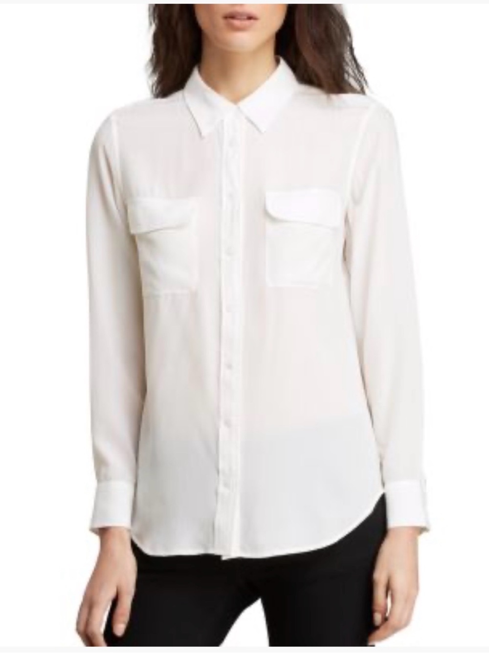 Equipment slim signature silk button down collared shirt - cream - size S